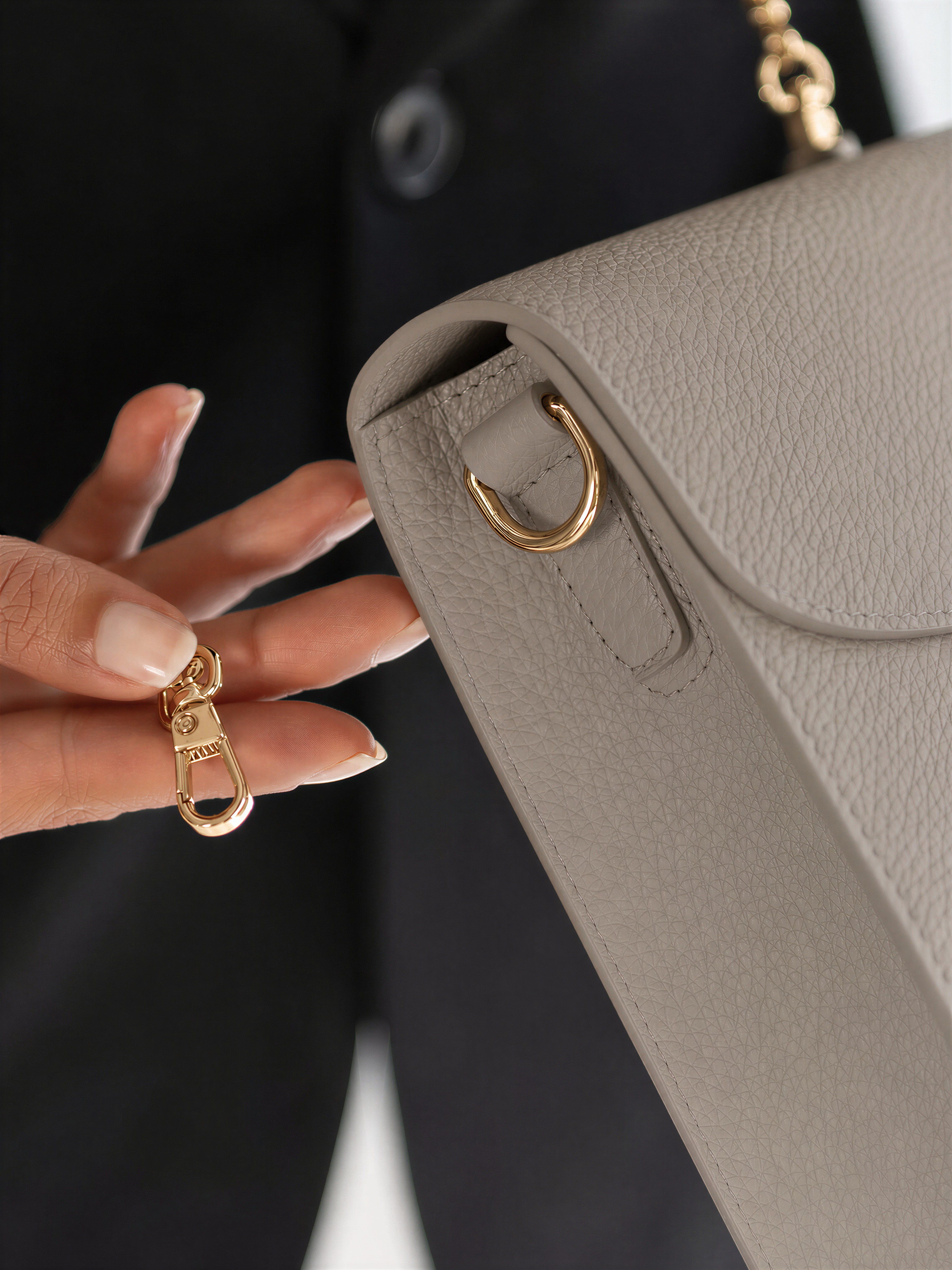 BLANKA Muse Crossbody Leather Phone Bag - Taupe & Gold